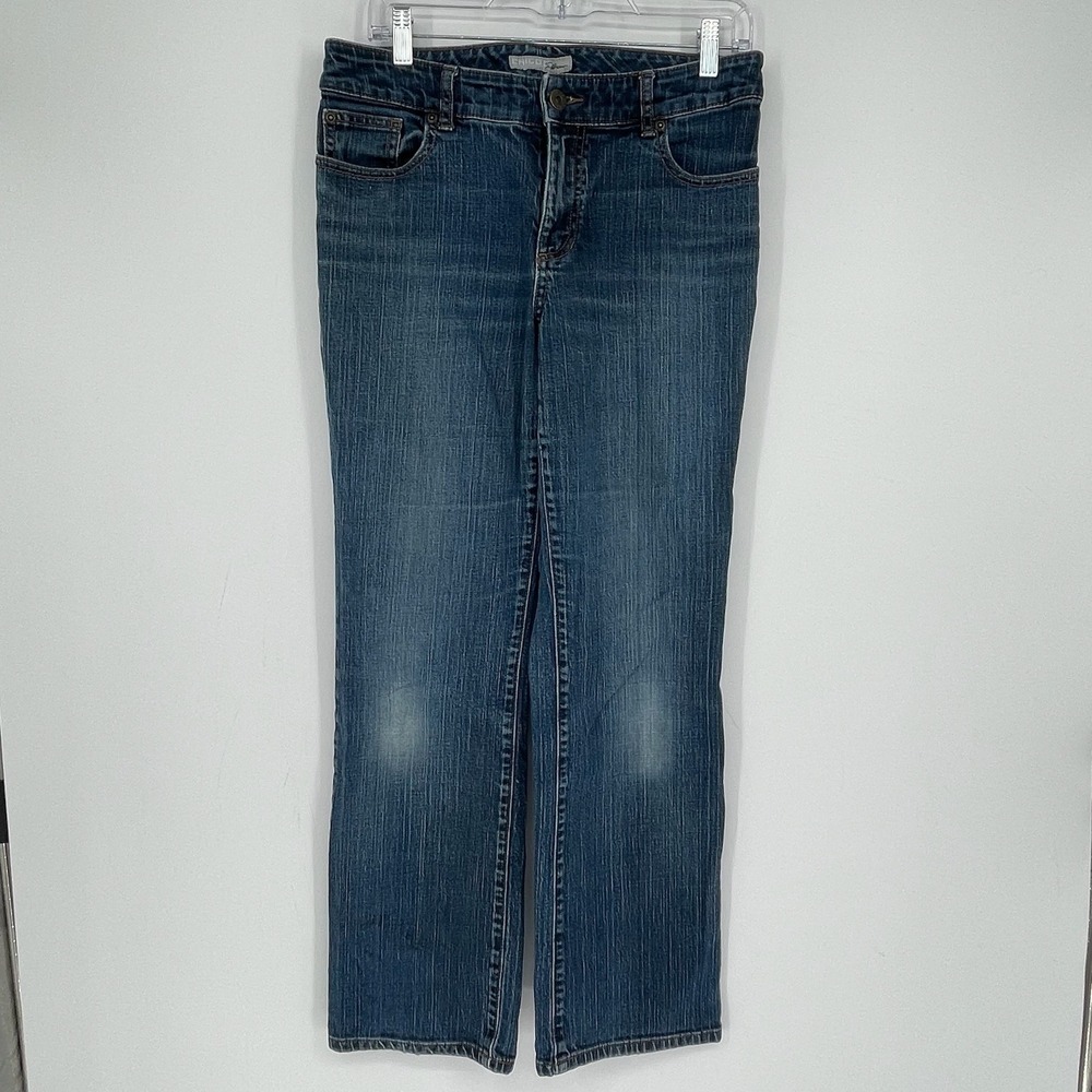 Chicos Platinum Women's Blue Straight Leg Stretch Denim Jeans Size 1 Regular